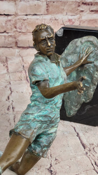Soccer Trick Shot Bronze Sculpture on Marble Base