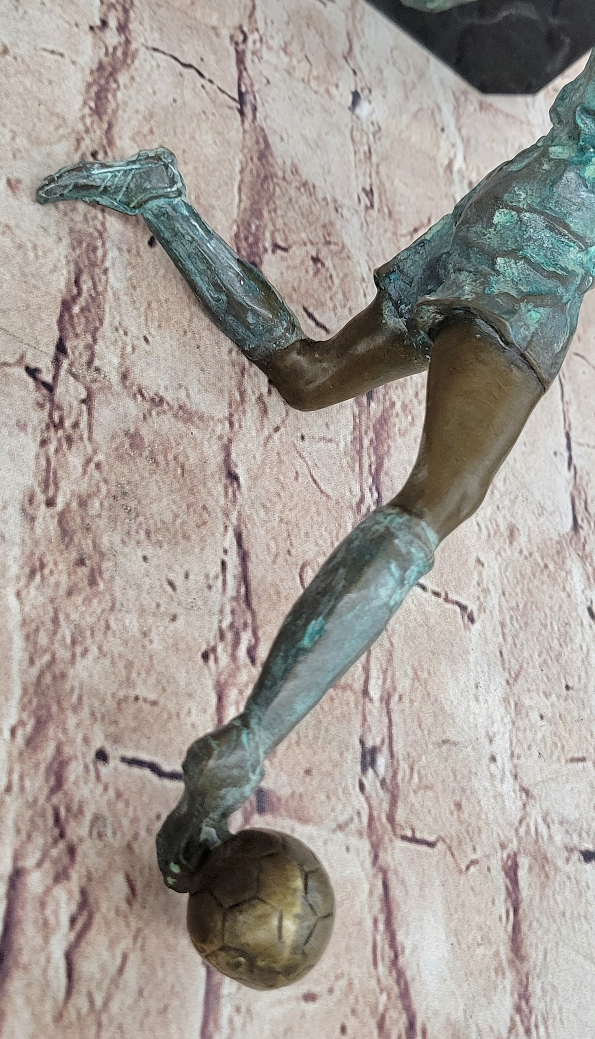 Soccer Trick Shot Bronze Sculpture on Marble Base