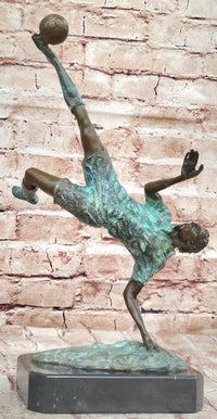 Soccer Trick Shot Bronze Sculpture on Marble Base