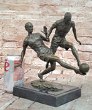 Bronze Sculpture Two soccer Players Figurine Bronze Statue, Signed: Milo
