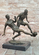 Bronze Sculpture Two soccer Players Figurine Bronze Statue, Signed: Milo