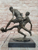 Bronze Sculpture Two soccer Players Figurine Bronze Statue, Signed: Milo