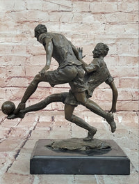 Bronze Sculpture Two soccer Players Figurine Bronze Statue, Signed: Milo