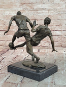 Bronze Sculpture Two soccer Players Figurine Bronze Statue, Signed: Milo