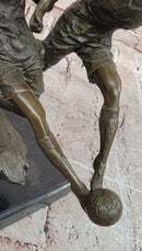 Bronze Sculpture Two soccer Players Figurine Bronze Statue, Signed: Milo