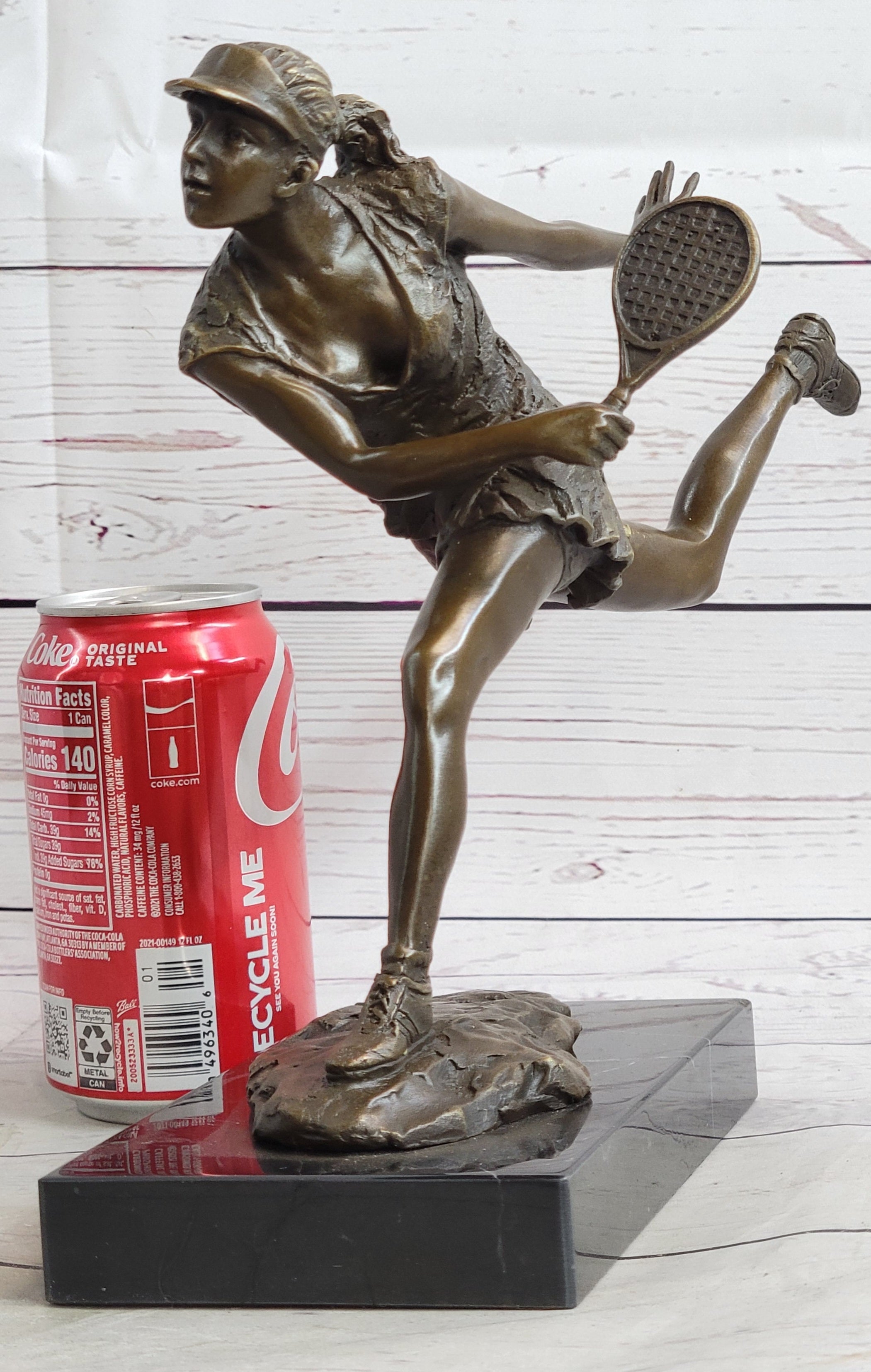 Female Tennis Star Player Trophy Bronze by Artist Milo