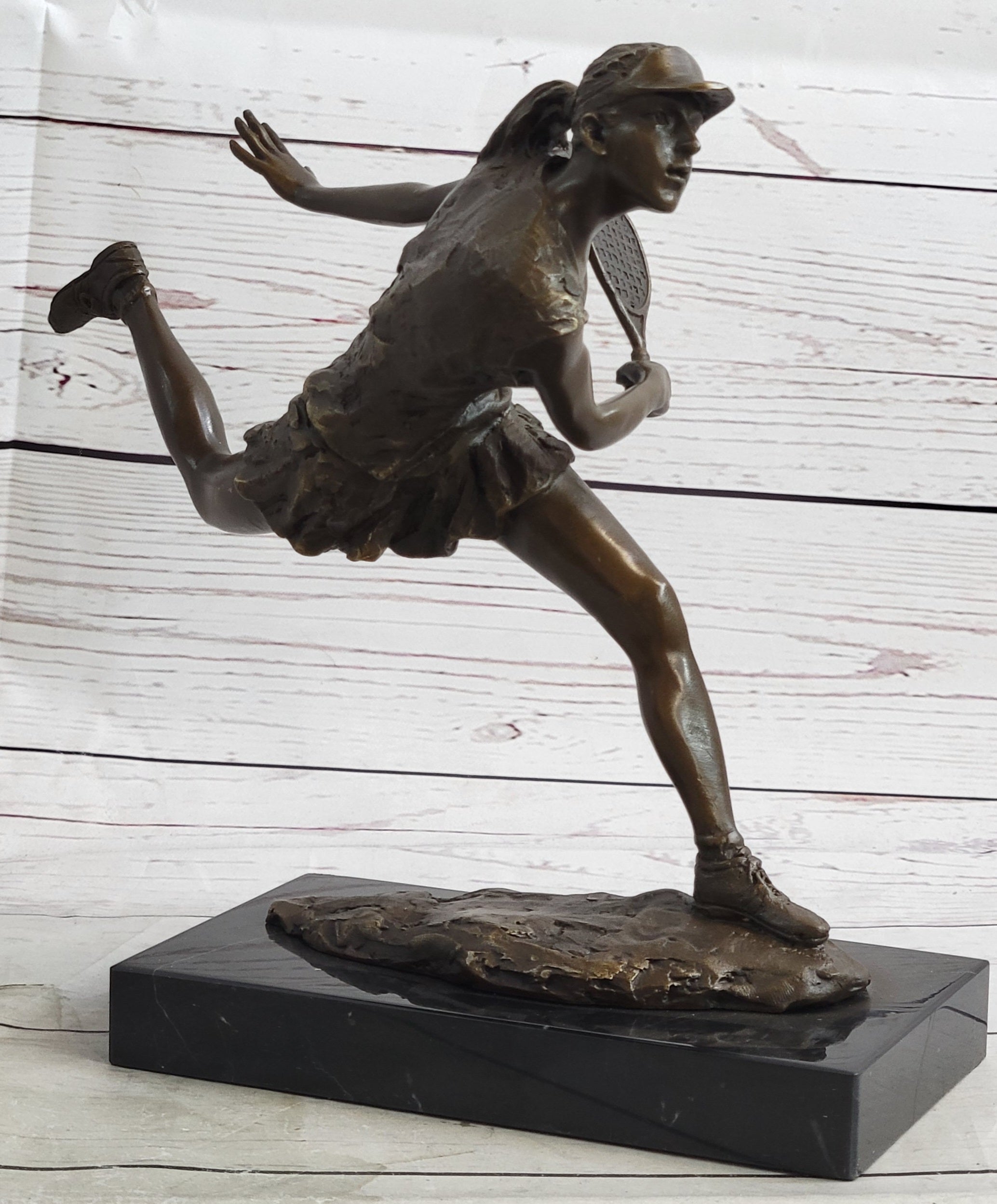 Female Tennis Star Player Trophy Bronze by Artist Milo