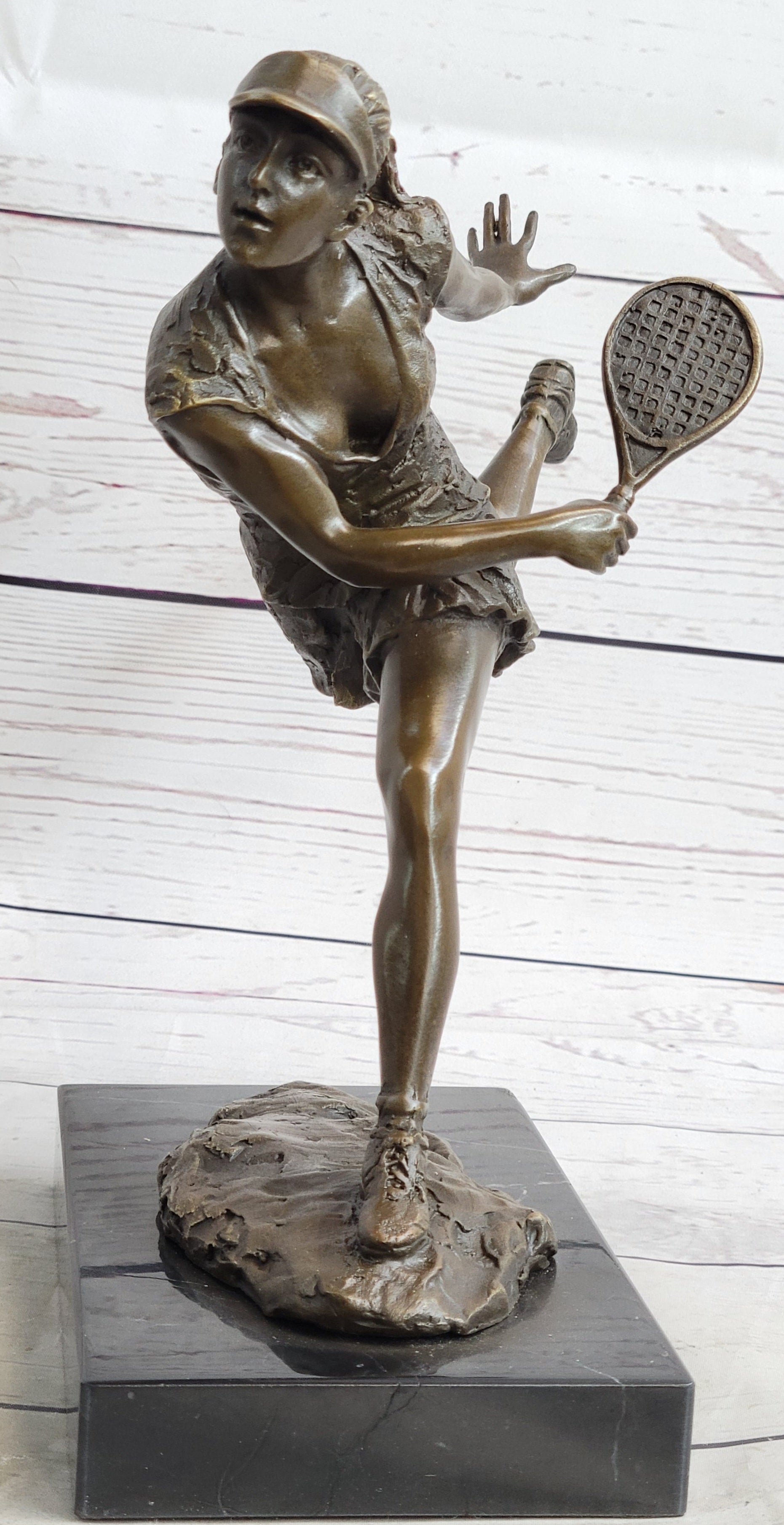 Female Tennis Star Player Trophy Bronze by Artist Milo