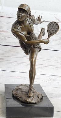Female Tennis Star Player Trophy Bronze by Artist Milo