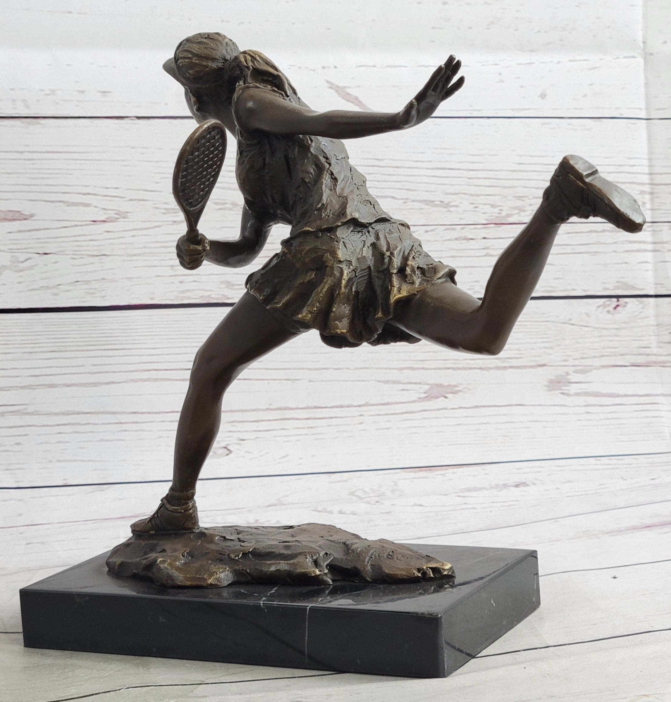 Female Tennis Star Player Trophy Bronze by Artist Milo