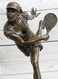 Female Tennis Star Player Trophy Bronze by Artist Milo