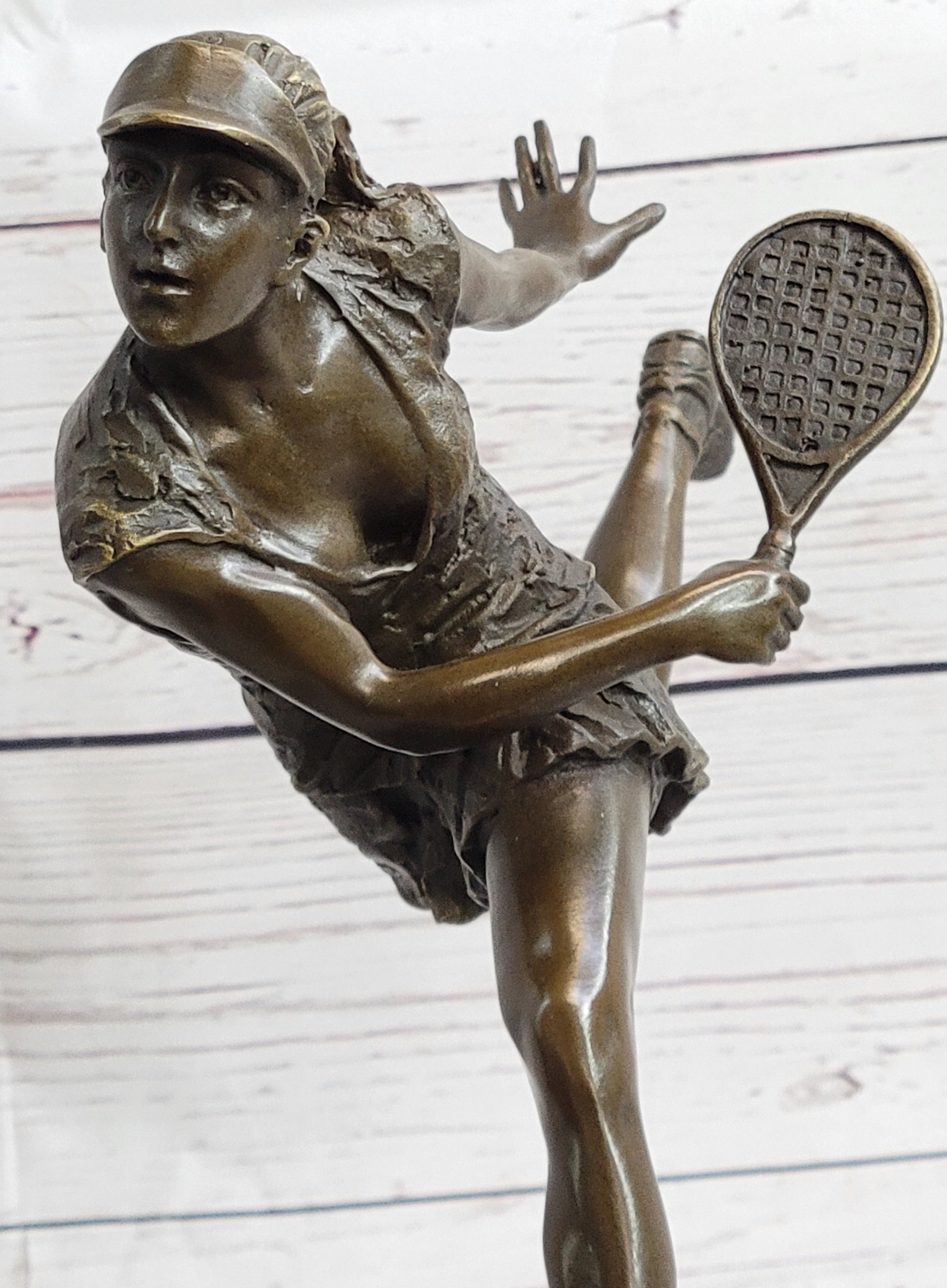 Female Tennis Star Player Trophy Bronze by Artist Milo