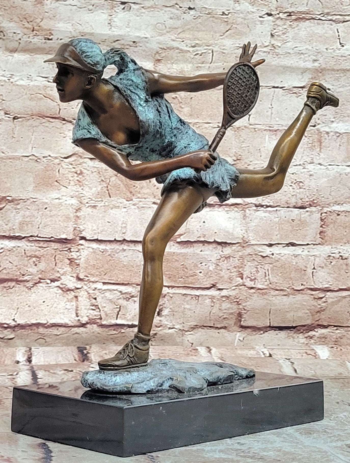 Signed Original Milo Male Running Girl Sport Trophy Genuine Bronze Sculpture Statue