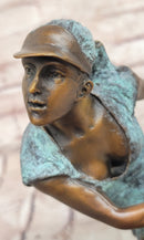 Signed Original Milo Male Running Girl Sport Trophy Genuine Bronze Sculpture Statue