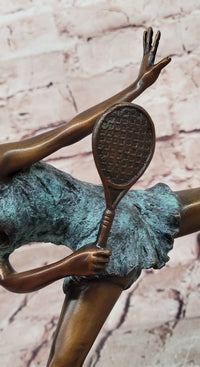 Signed Original Milo Male Running Girl Sport Trophy Genuine Bronze Sculpture Statue