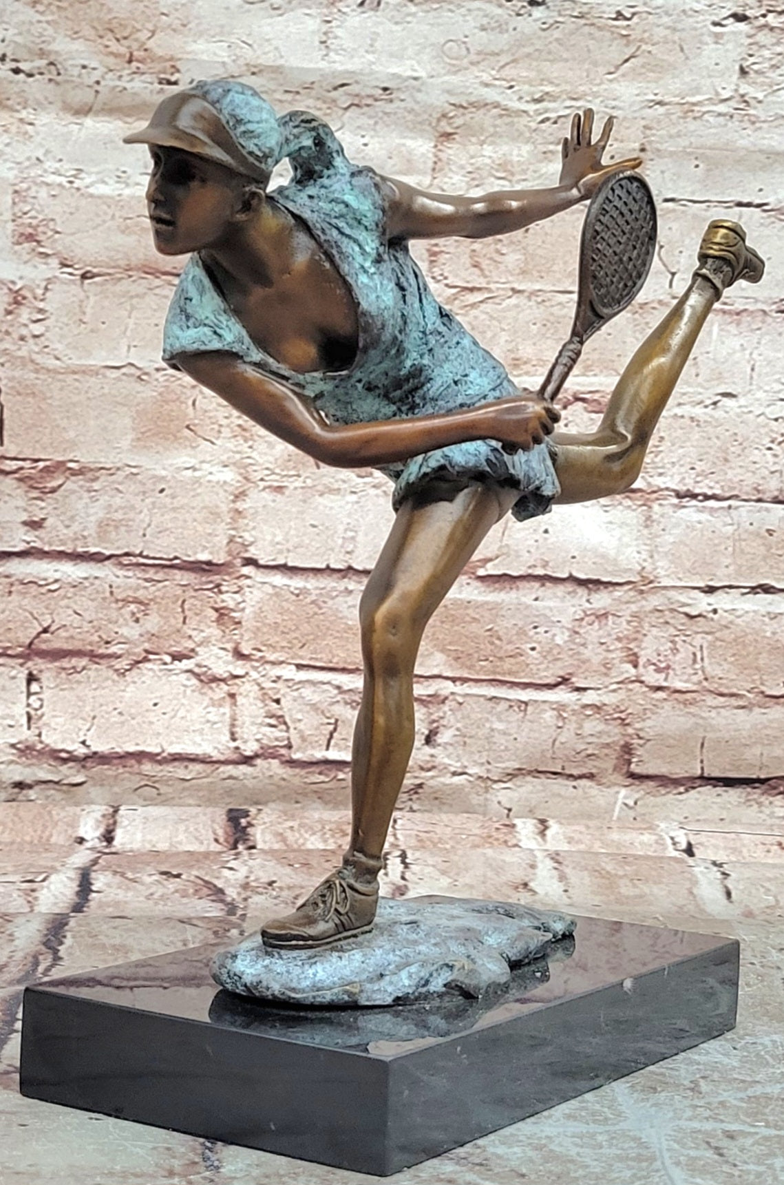 Signed Original Milo Male Running Girl Sport Trophy Genuine Bronze Sculpture Statue
