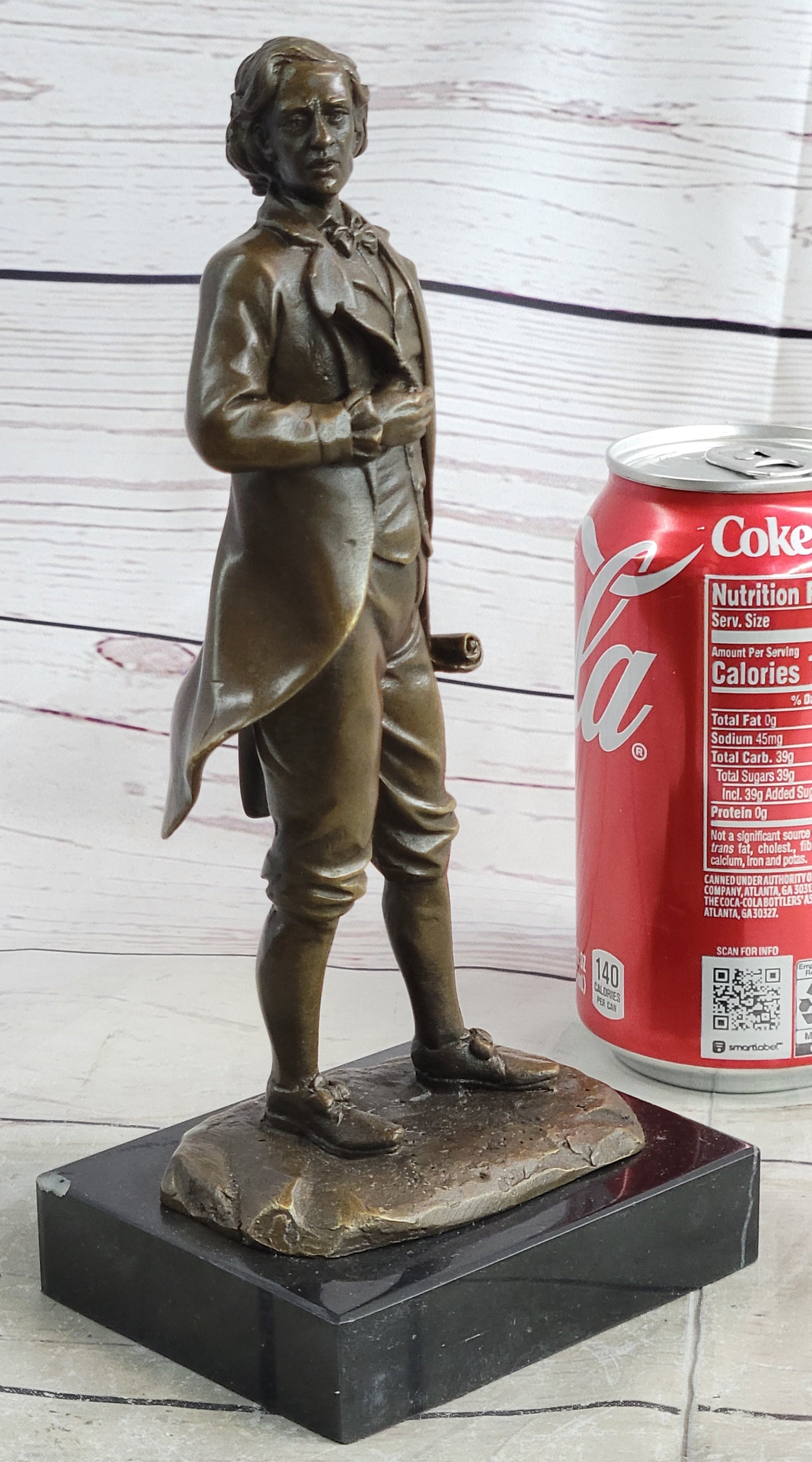 18th or 19th Century Man Bronze Sculpture on Marble Base