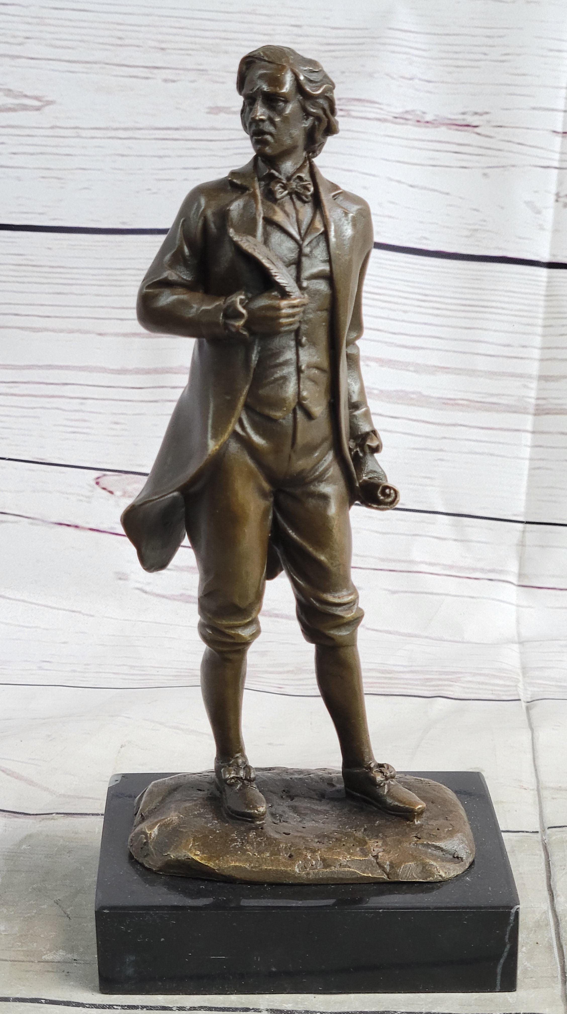 18th or 19th Century Man Bronze Sculpture on Marble Base