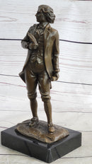 18th or 19th Century Man Bronze Sculpture on Marble Base
