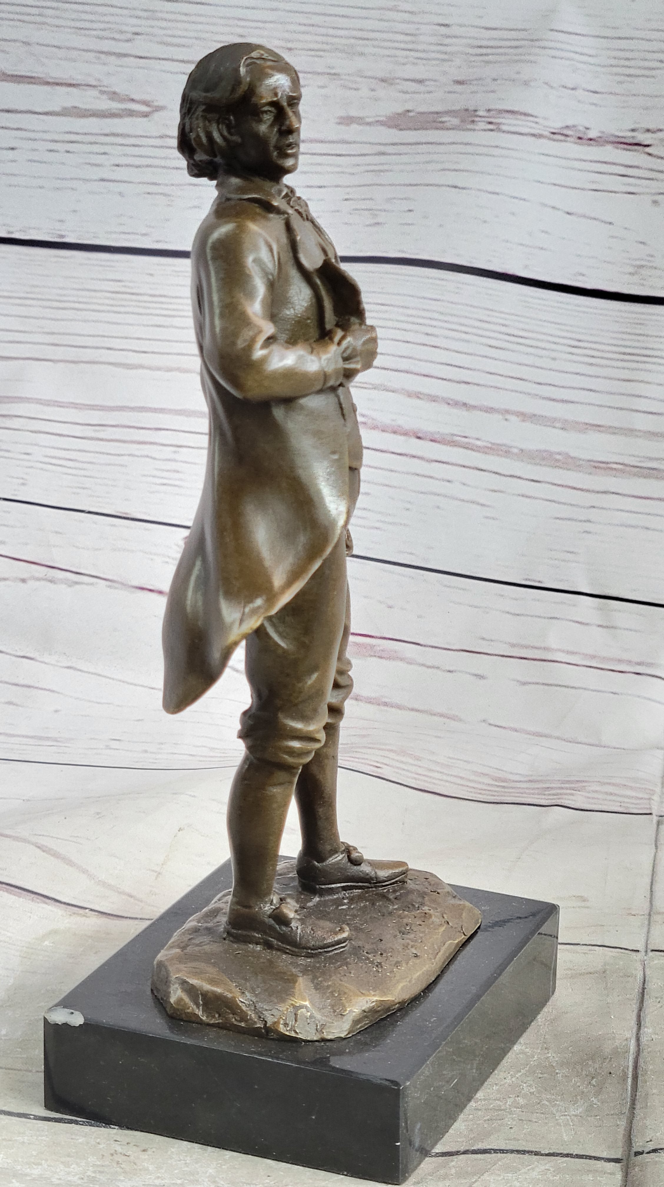 18th or 19th Century Man Bronze Sculpture on Marble Base