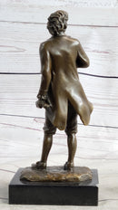 18th or 19th Century Man Bronze Sculpture on Marble Base