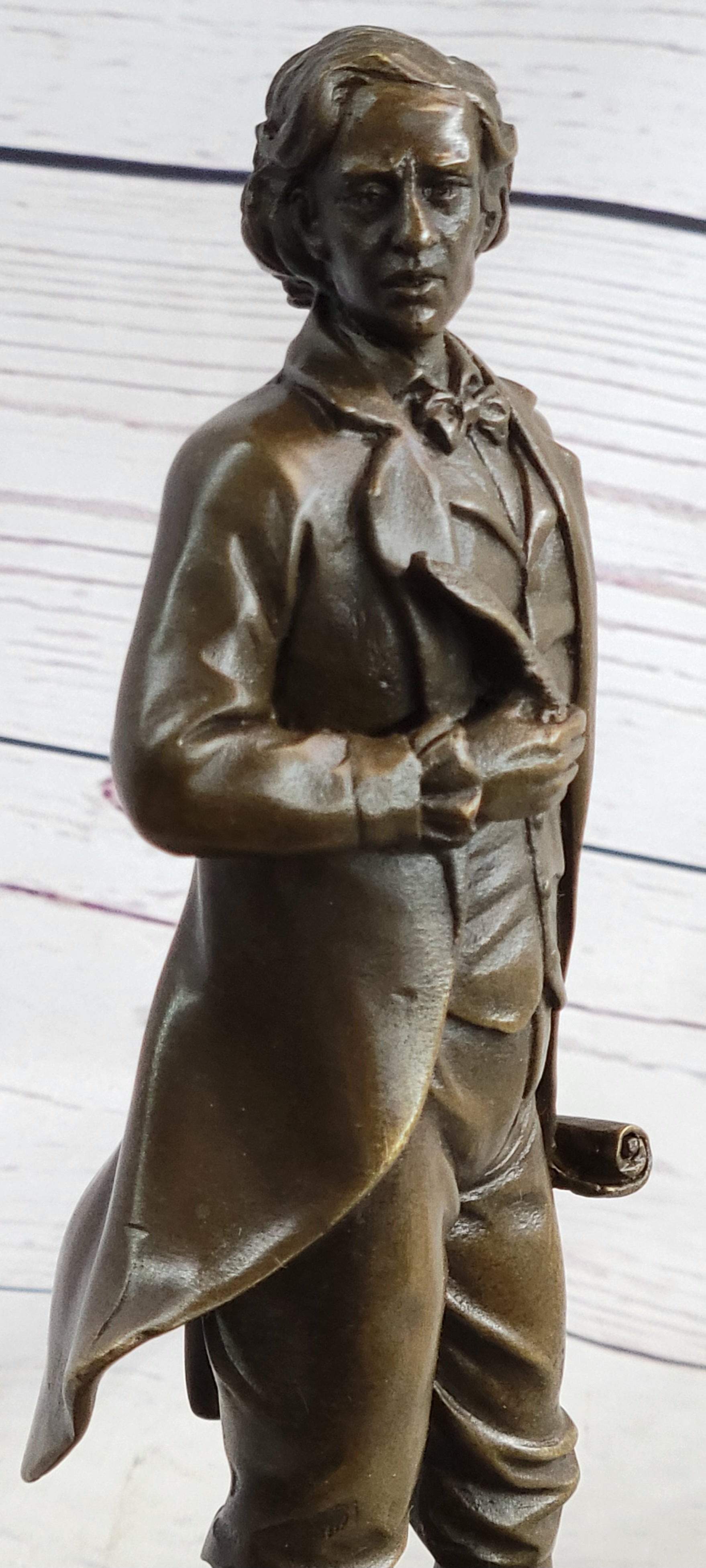 18th or 19th Century Man Bronze Sculpture on Marble Base