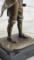 18th or 19th Century Man Bronze Sculpture on Marble Base
