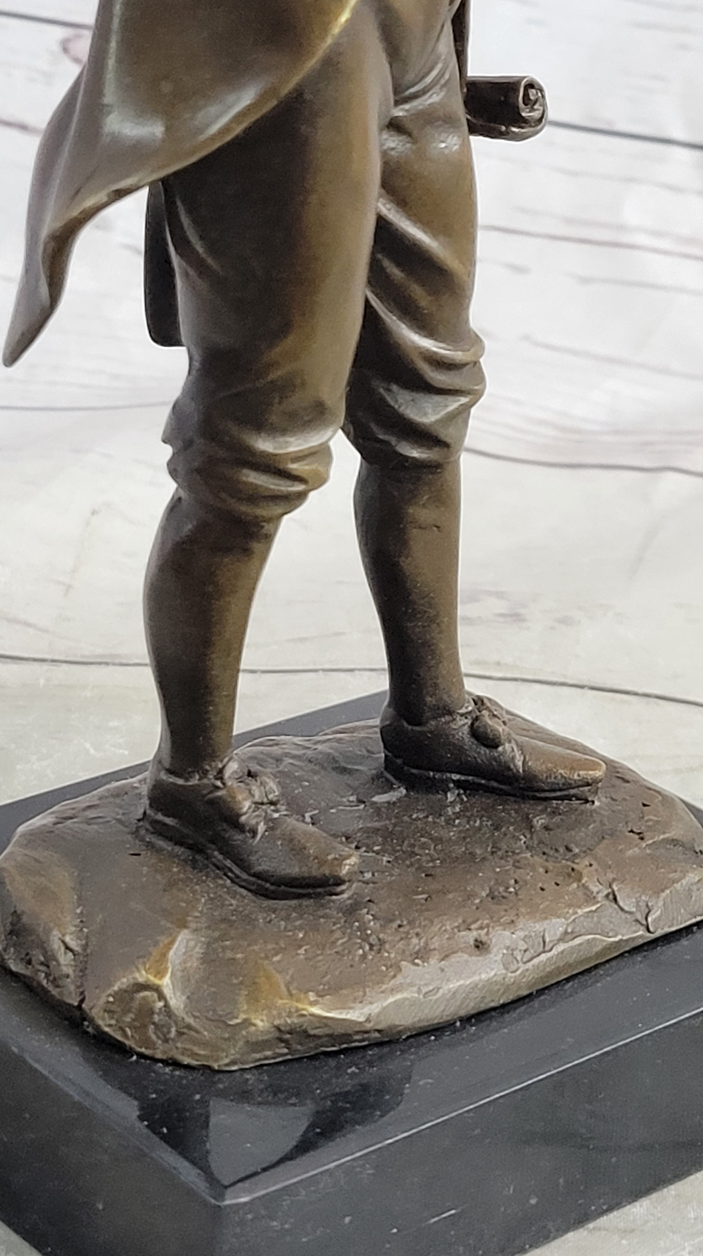 18th or 19th Century Man Bronze Sculpture on Marble Base