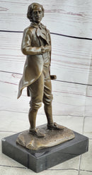 18th or 19th Century Man Bronze Sculpture on Marble Base
