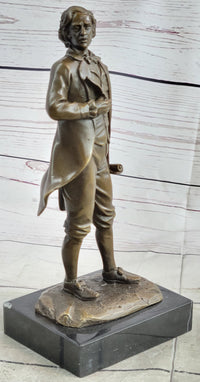 18th or 19th Century Man Bronze Sculpture on Marble Base
