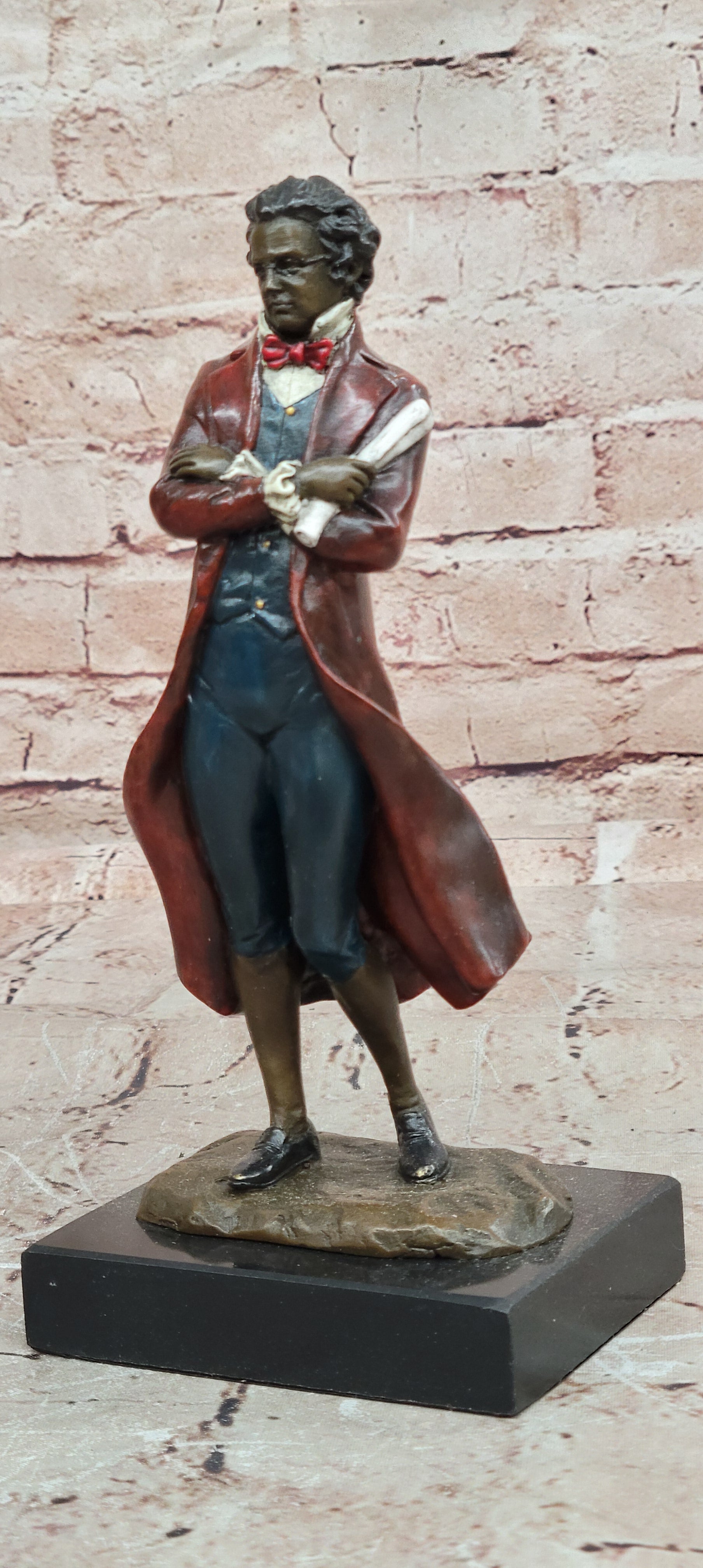 Hand Made Genuine Bronze Figurine of Franz Schubert Signed Milo Artwork
