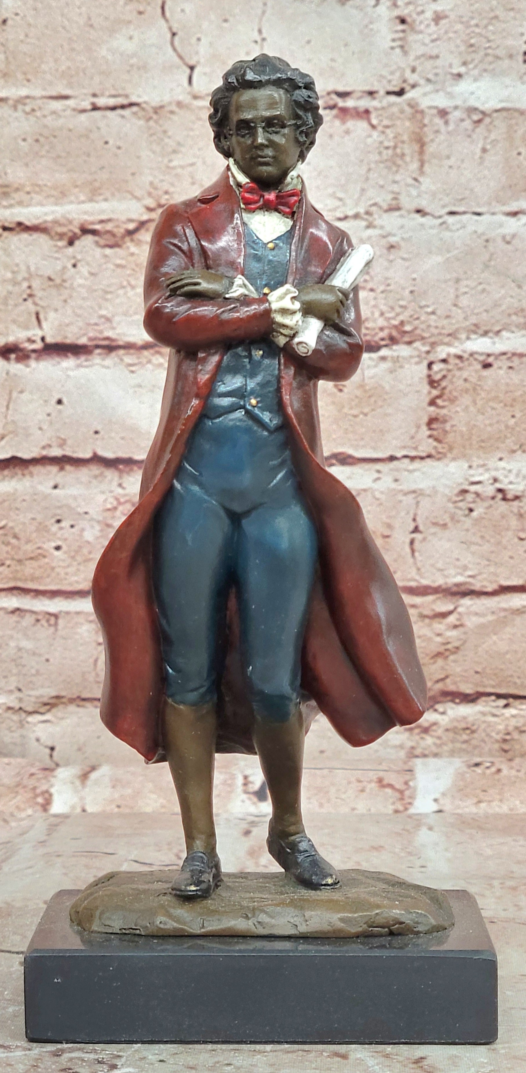 Hand Made Genuine Bronze Figurine of Franz Schubert Signed Milo Artwork