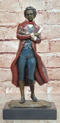 Hand Made Genuine Bronze Figurine of Franz Schubert Signed Milo Artwork