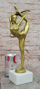 Signed Original Aldo Vitaleh Gymnast Sport Trophy Genuine Bronze Sculpture Figurine