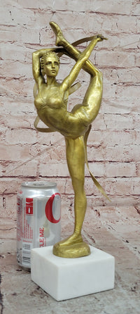 Signed Original Aldo Vitaleh Gymnast Sport Trophy Genuine Bronze Sculpture Figurine