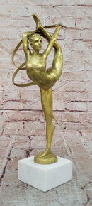 Signed Original Aldo Vitaleh Gymnast Sport Trophy Genuine Bronze Sculpture Figurine