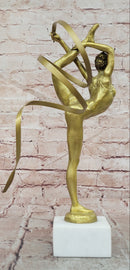 Signed Original Aldo Vitaleh Gymnast Sport Trophy Genuine Bronze Sculpture Figurine