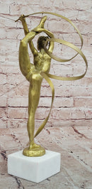 Signed Original Aldo Vitaleh Gymnast Sport Trophy Genuine Bronze Sculpture Figurine