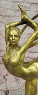 Signed Original Aldo Vitaleh Gymnast Sport Trophy Genuine Bronze Sculpture Figurine