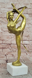 Signed Original Aldo Vitaleh Gymnast Sport Trophy Genuine Bronze Sculpture Figurine