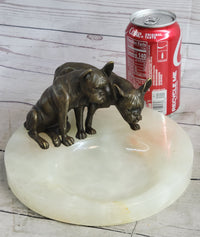 French Bulldog Pug Bronze & Onyx Stone Key Card Holder Tray