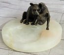 French Bulldog Pug Bronze & Onyx Stone Key Card Holder Tray