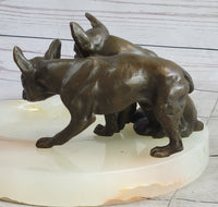 French Bulldog Pug Bronze & Onyx Stone Key Card Holder Tray