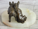 French Bulldog Pug Bronze & Onyx Stone Key Card Holder Tray