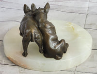 French Bulldog Pug Bronze & Onyx Stone Key Card Holder Tray