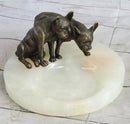 French Bulldog Pug Bronze & Onyx Stone Key Card Holder Tray