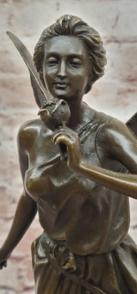 Signed Fairy with Flower Genuine Bronze Sculpture Romantic Gesture Statue