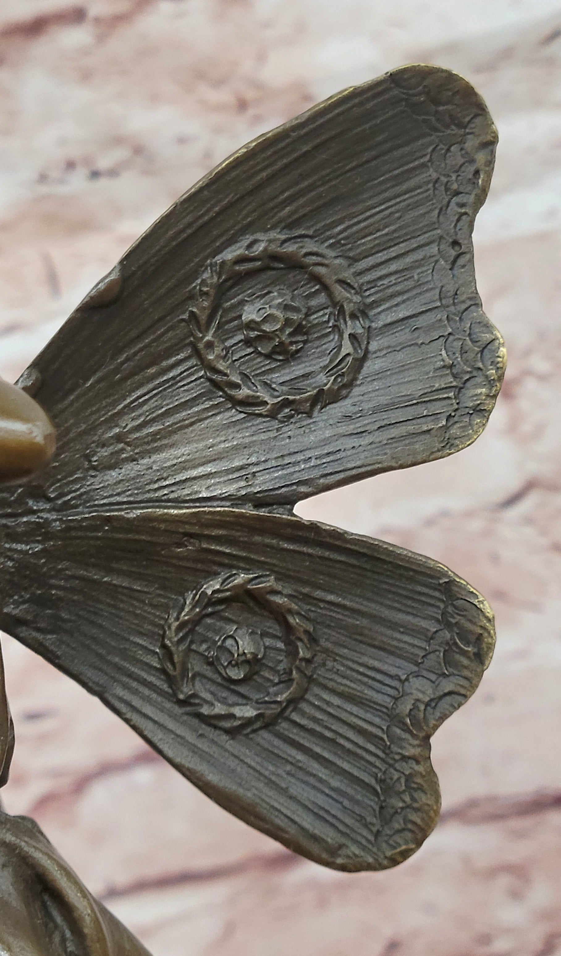 Signed Fairy with Flower Genuine Bronze Sculpture Romantic Gesture Statue