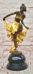 Art Deco Quality Bronze Sculpture Figurine Gory Dancer in Gold Cold Painted Large Statue