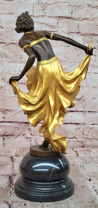 Art Deco Quality Bronze Sculpture Figurine Gory Dancer in Gold Cold Painted Large Statue